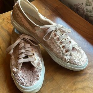 SUPERGA rose gold sequin sneakers size 9 1/2
